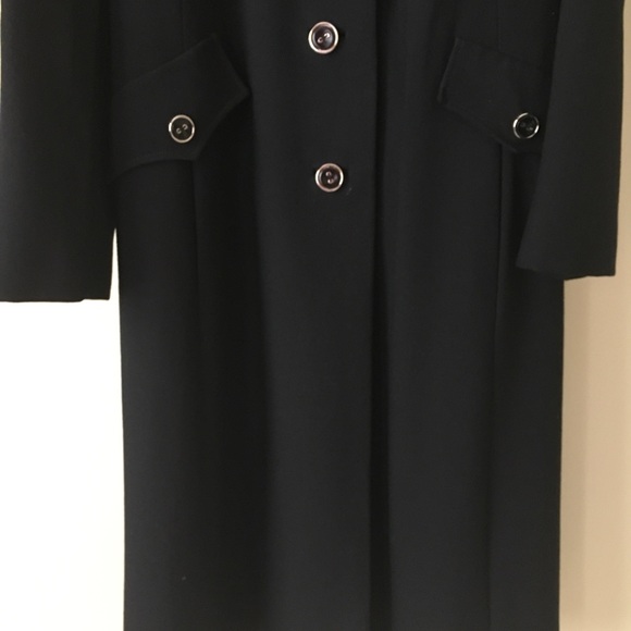 Vtg BlackWool Overcoat Fully Lined Single Breasted - Picture 5 of 9